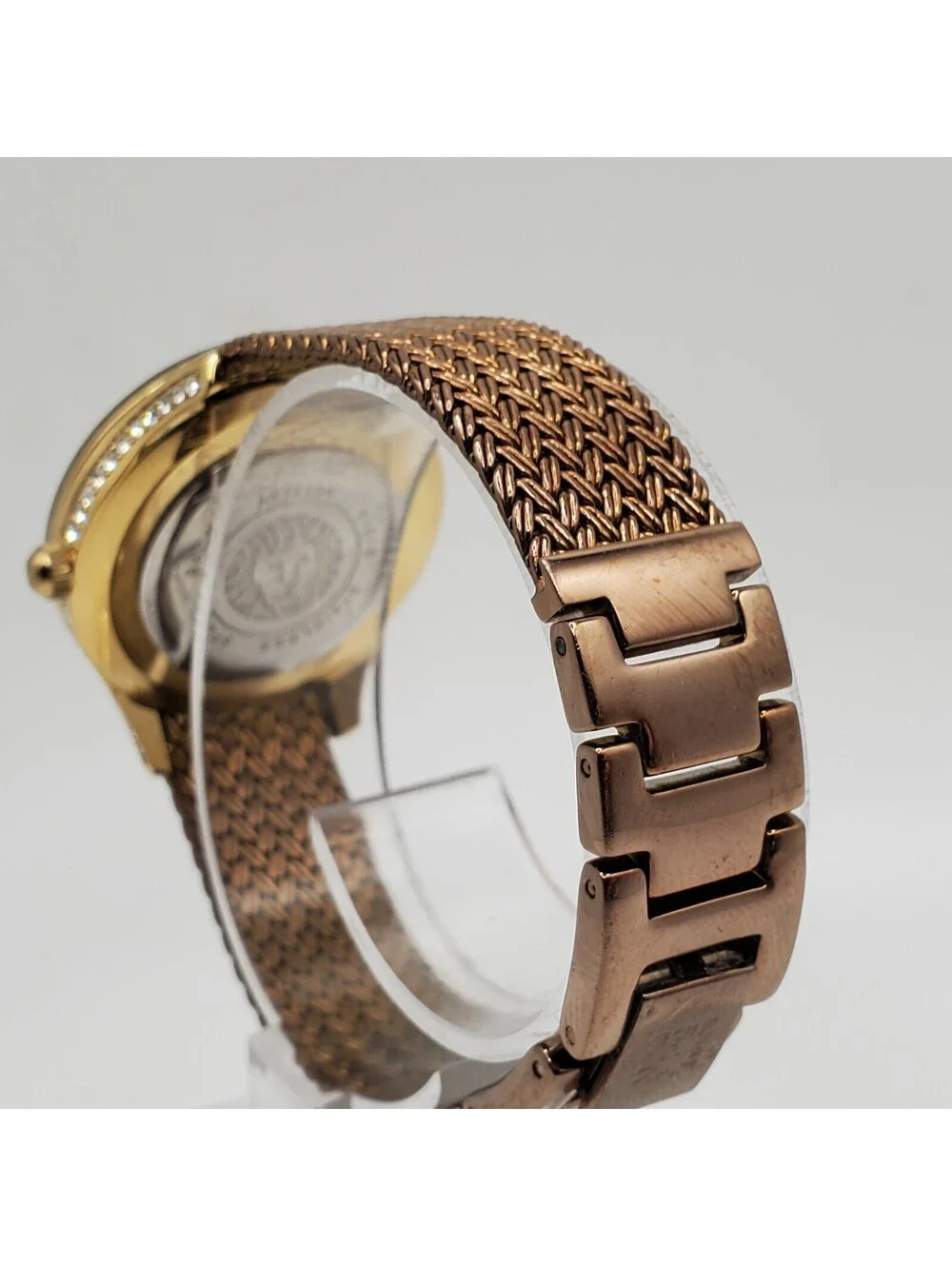 Ann Klein Gold Tone Rhinestone Case Watch Women 30mm New Battery